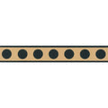 Beige melbourne border with evenly spaced black circular dots on buff fabric for decorative accents