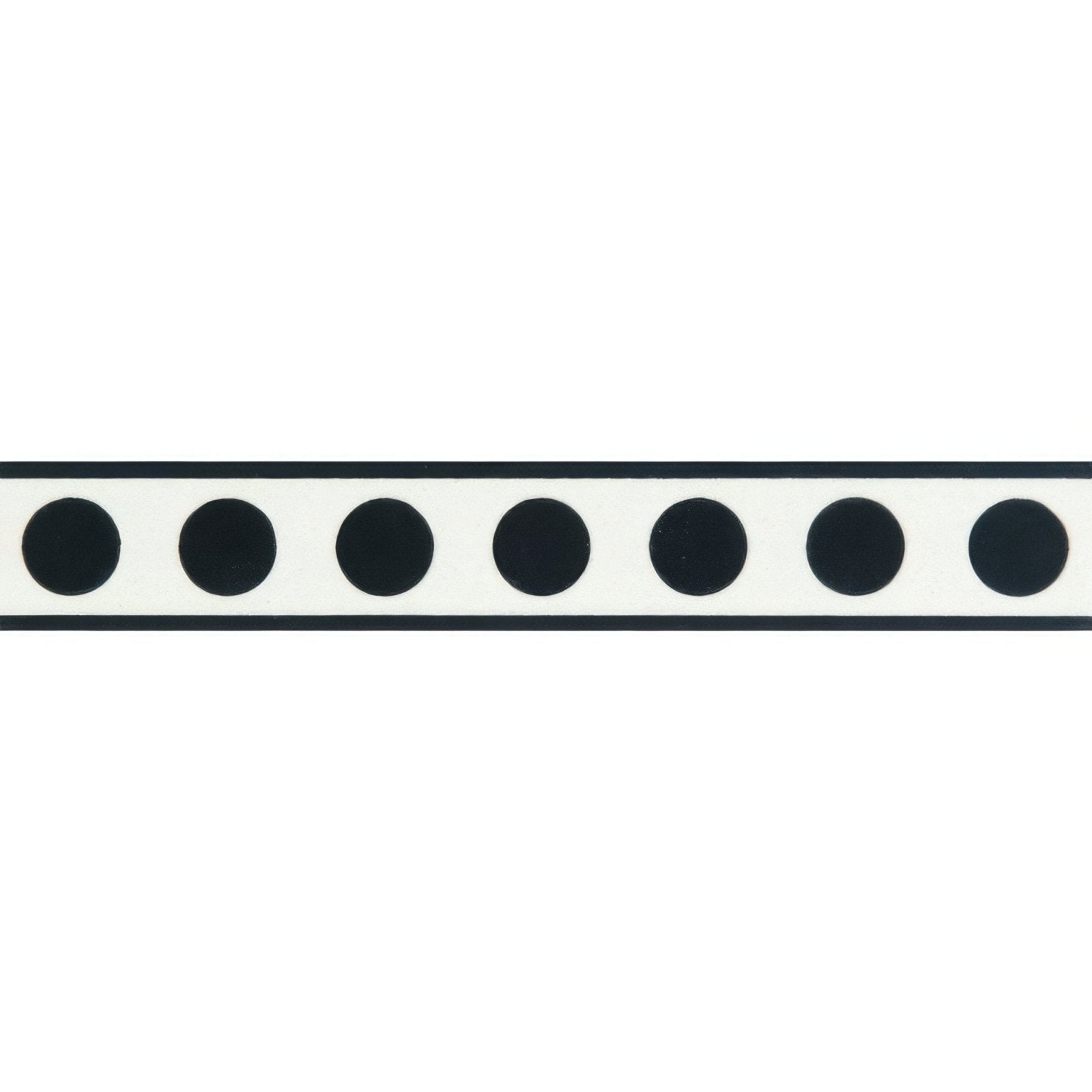 Melbourne border black spot on dover white featuring black circular dots in a row on a white background with thin black borders