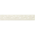 Melford beaulieu cream-colored ceramic tile with glossy finish and raised swirling decorative pattern