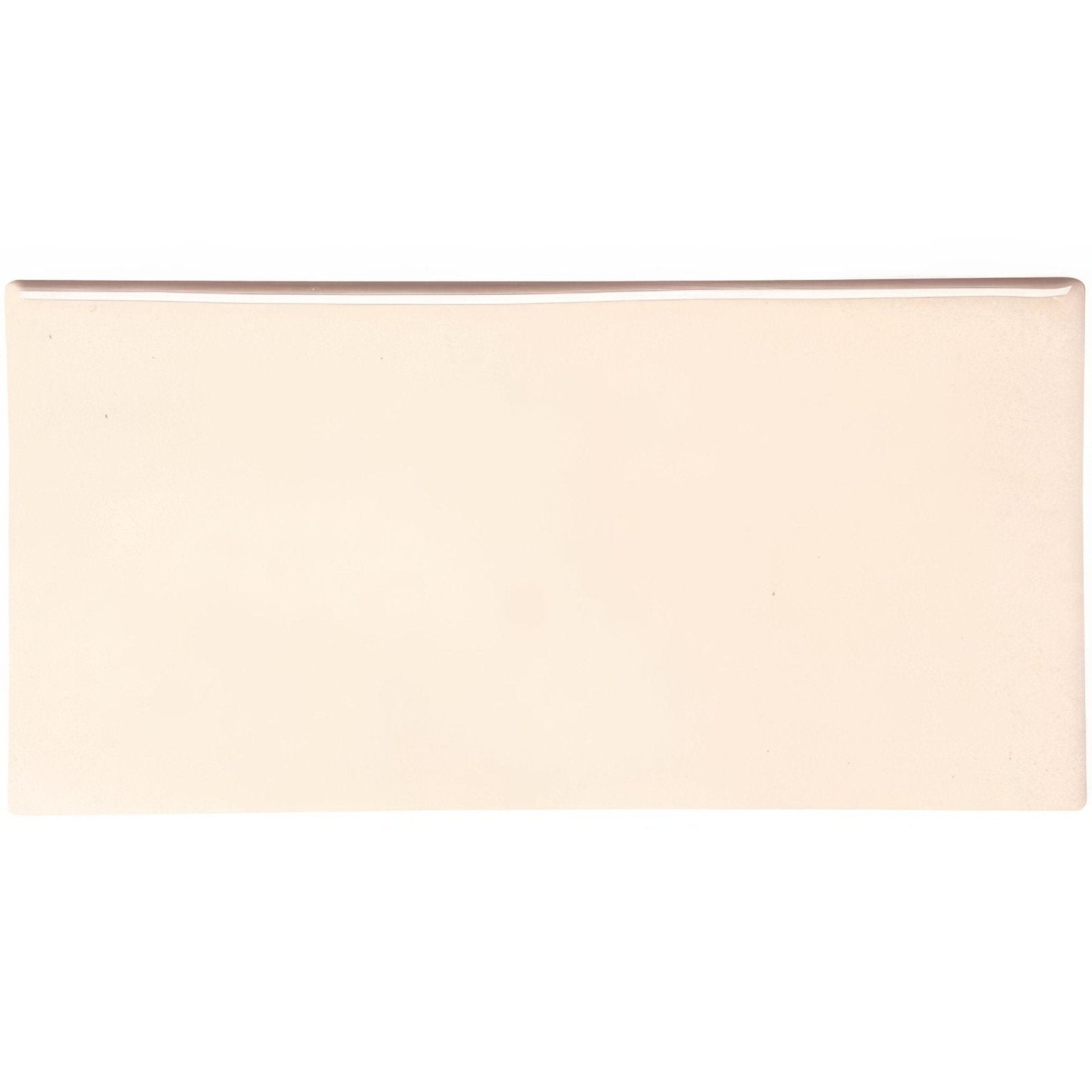 Cream-colored ceramic Melford crackle half tile with smooth glossy finish and rectangular shape for wall use
