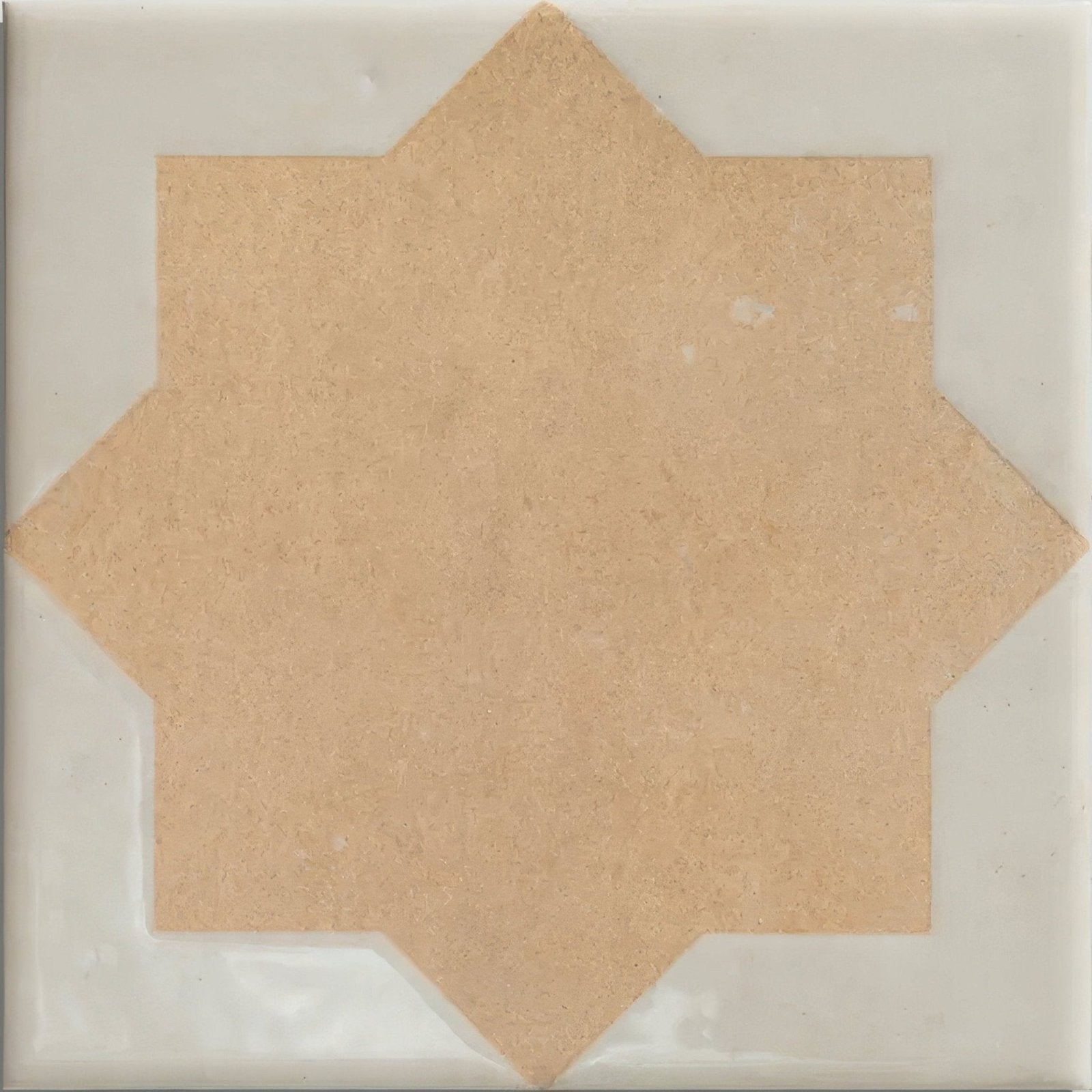 Beige star shaped Menara Cotto Star porcelain tile with white border in ceramic finish for decorative use