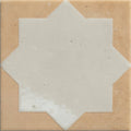 Cream-colored star-shaped matte porcelain tile with subtle speckles from menara white star collection