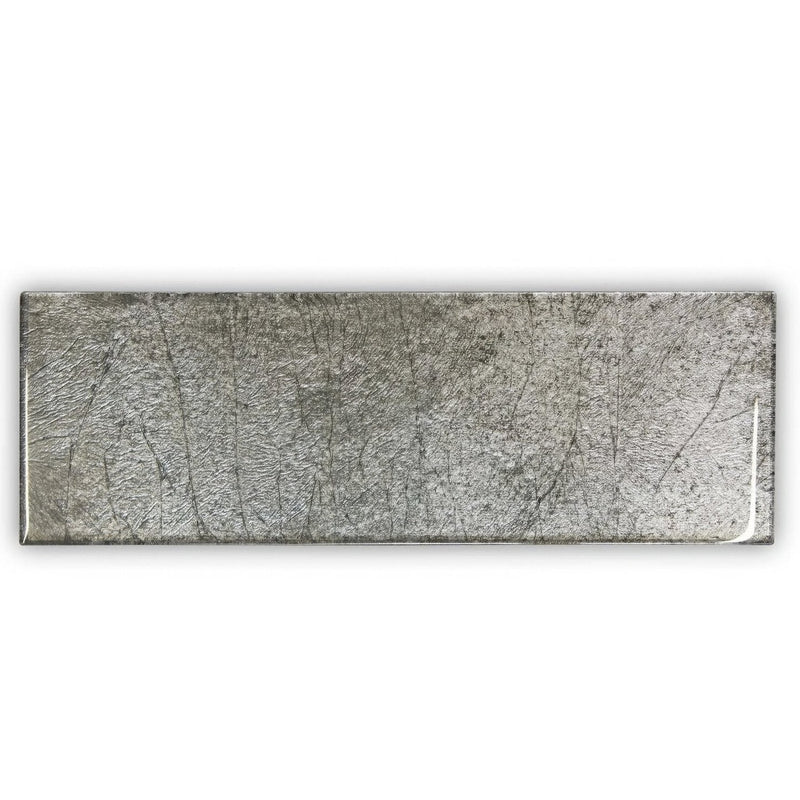 Metallic Vitreum Argentum Rectangle Silver Glass Tile
