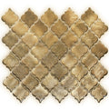 Metallic vitreum aurum arabesque gold glass tile featuring gold-toned textured mosaic tiles with quatrefoil design