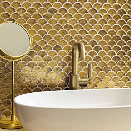 Metallic Vitreum Aurum Fan Gold Glass Tile - alternate view
