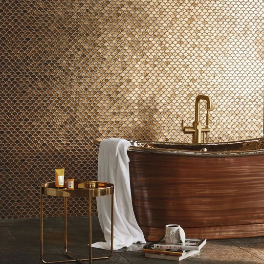 Metallic Vitreum Aurum Fan Gold Glass Tile