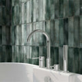 Metropolitan barcelona chrome finished modern bathtub faucet with curved spout and separate handles