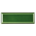 A rectangular glossy forest green ceramic metropolitan brompton road glazed metro tile with a subtle raised border