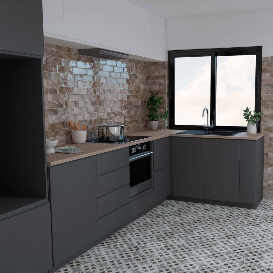 Modern gray kitchen cabinets metropolitan rome with sleek minimalist design and integrated oven for contemporary cooking space