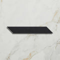 Black rectangular shelf with sleek minimalist design featuring metropolitan slate chevron riven finish