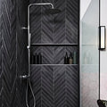 Metropolitan Slate Chevron Riven Finish in a bathroom setting