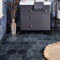 Metropolitan Slate Hexagon Riven Finish shown as flooring (2)