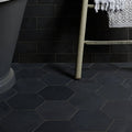 Metropolitan Slate Hexagon Riven Finish shown as flooring (3)