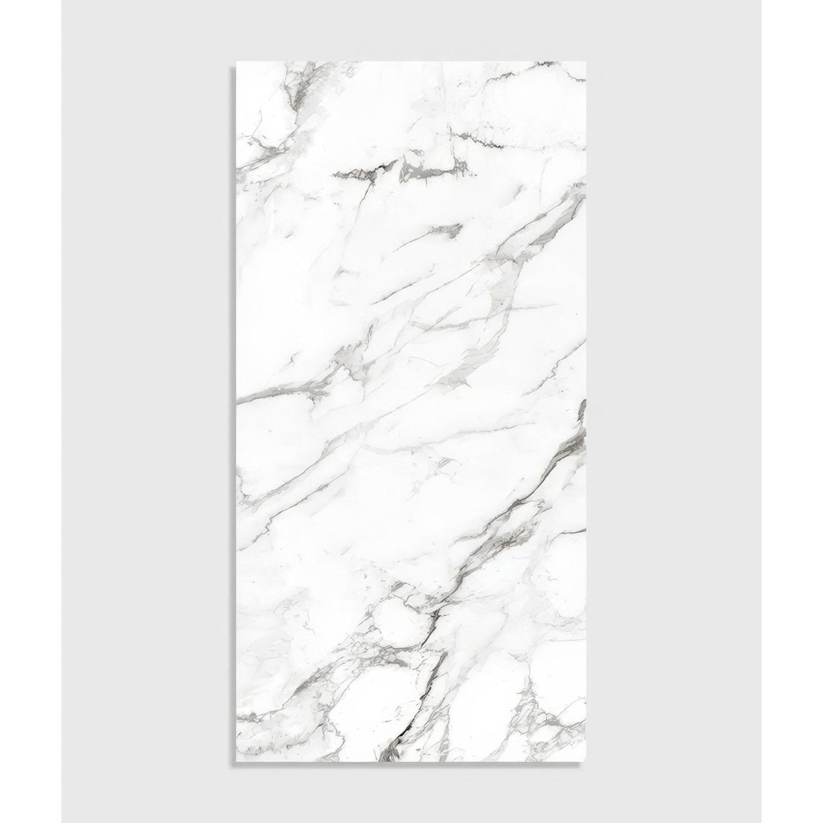 White marble effect michelangelo minerale pure matt click tile with elegant gray veining in a rectangular shape