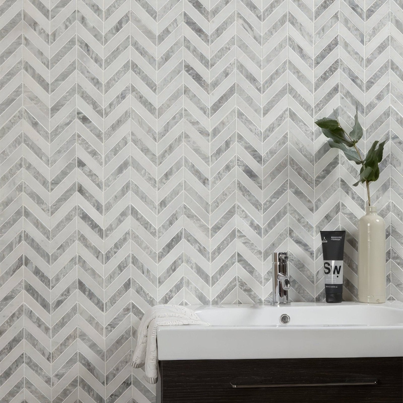 Milan Silver Marble Mosaic