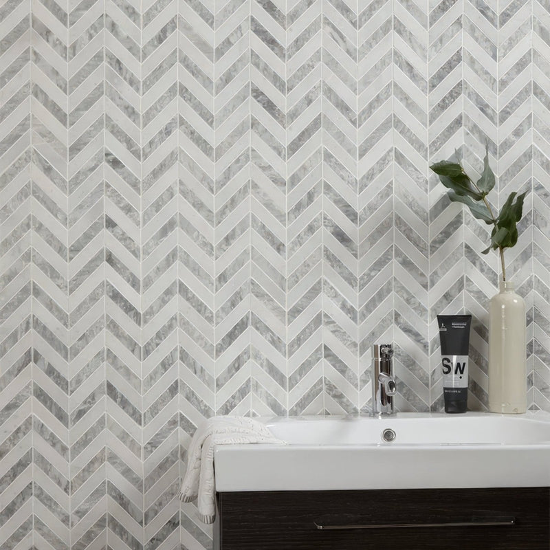 Milan Silver Marble Mosaic