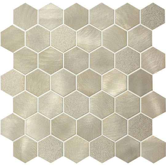 Mimas Gold Mixed Finish Hexagon Mosaic - alternate view
