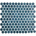 Mini blue gloss hexagon tile with blue glossy hexagonal mosaic finish ideal for decorative surfaces