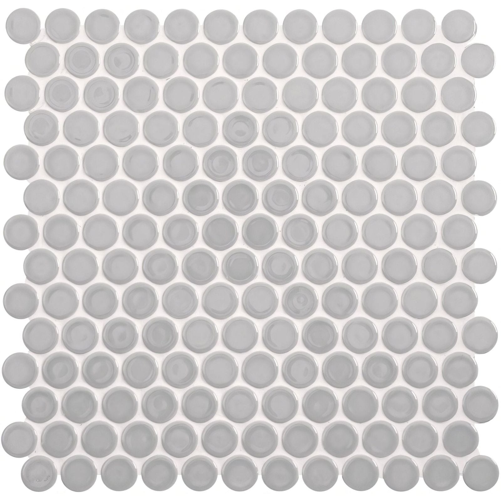 Mini grey penny round gray circular mosaic tile with glossy finish ideal for walls and backsplashes