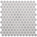 Mini grey penny round gray circular mosaic tile with glossy finish ideal for walls and backsplashes