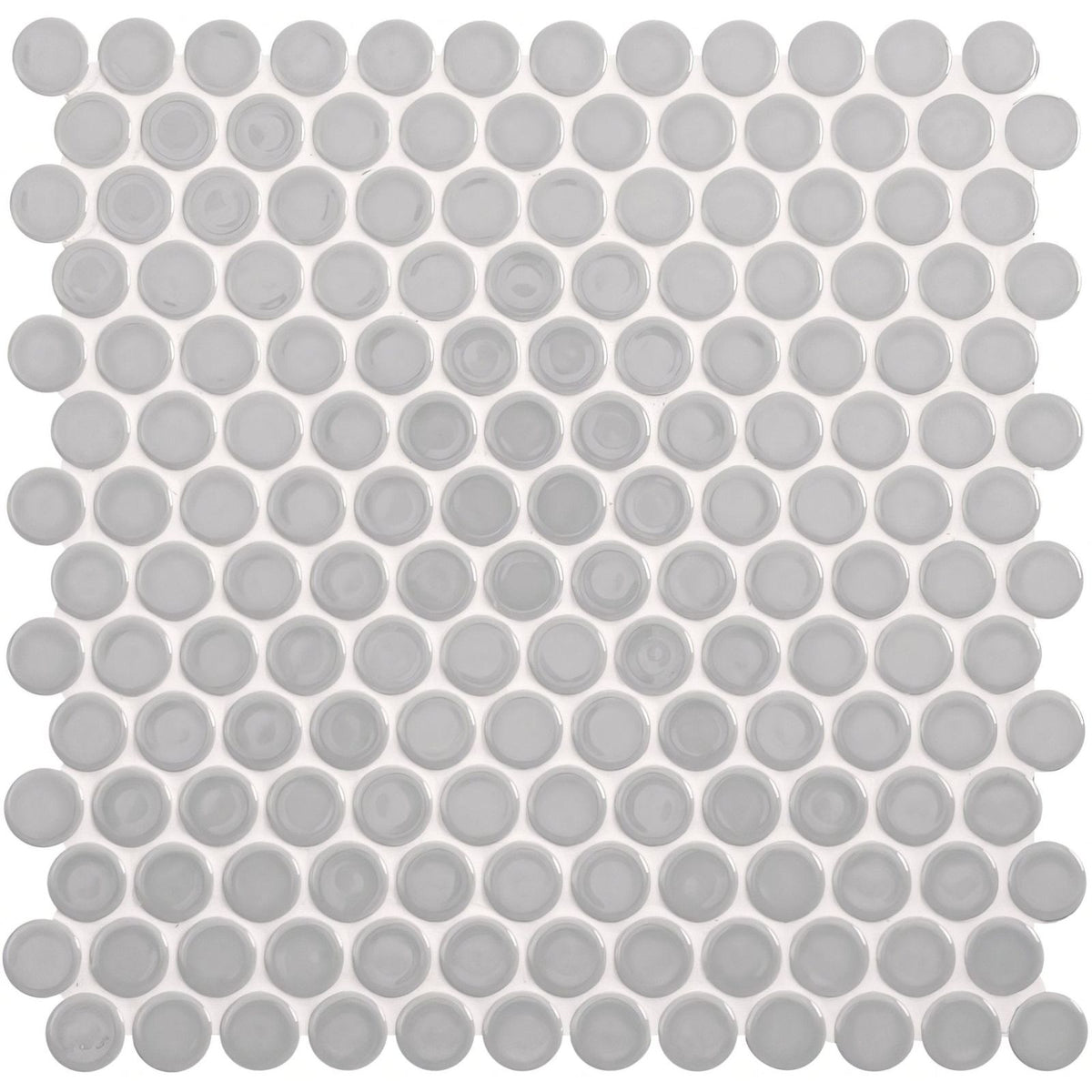 Mini grey penny round gray circular mosaic tile with glossy finish ideal for walls and backsplashes