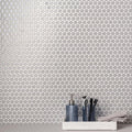 Mini grey penny round gray circular mosaic tile wall featuring small round gray ceramic tiles for interior decor