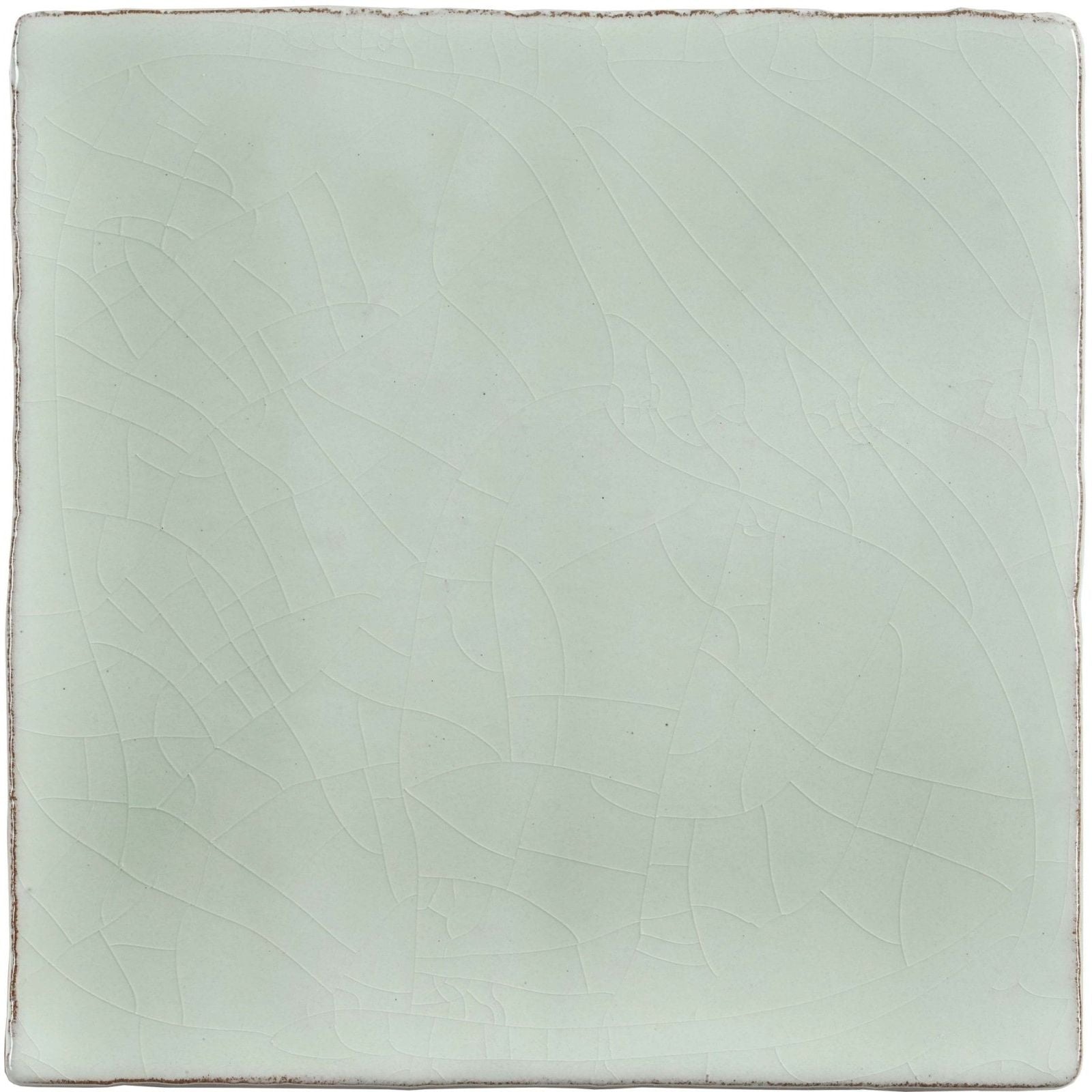 A square ceramic mint field tile with pale green glaze and subtle crackle texture for wall or floor use