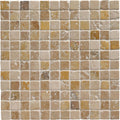 Beige and tan mixed travertine 2.3 venetian stone mosaic tile with natural stone texture
