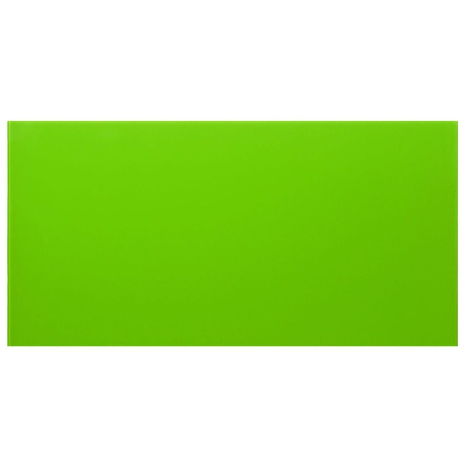 Mohaka Clear Glass Brick solid vibrant lime green rectangular tile with smooth glossy finish for decorative use