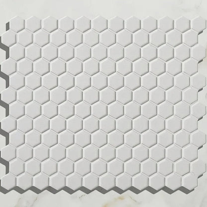 Mono Hex Porcelain Mosaic Blanc