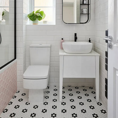 Mono Hex Porcelain Mosaic Daisy