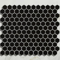Mono hex porcelain mosaic noir shows black hexagonal tile with white grout lines for modern wall and floor design
