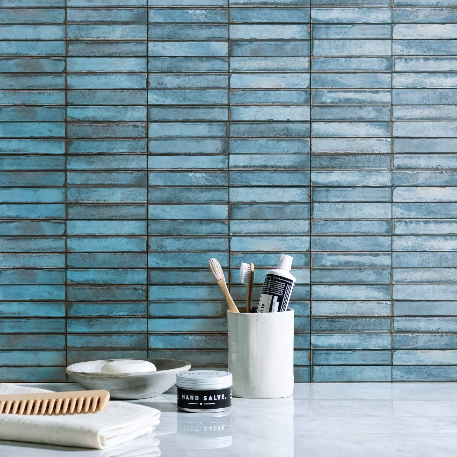 Montblanc Blue Stack 60x20cm Glossy Rustic Wall Tile