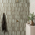 Montblanc sage stack wall tiles 60 x 20cm in weathered gray and beige with a subtle textured finish