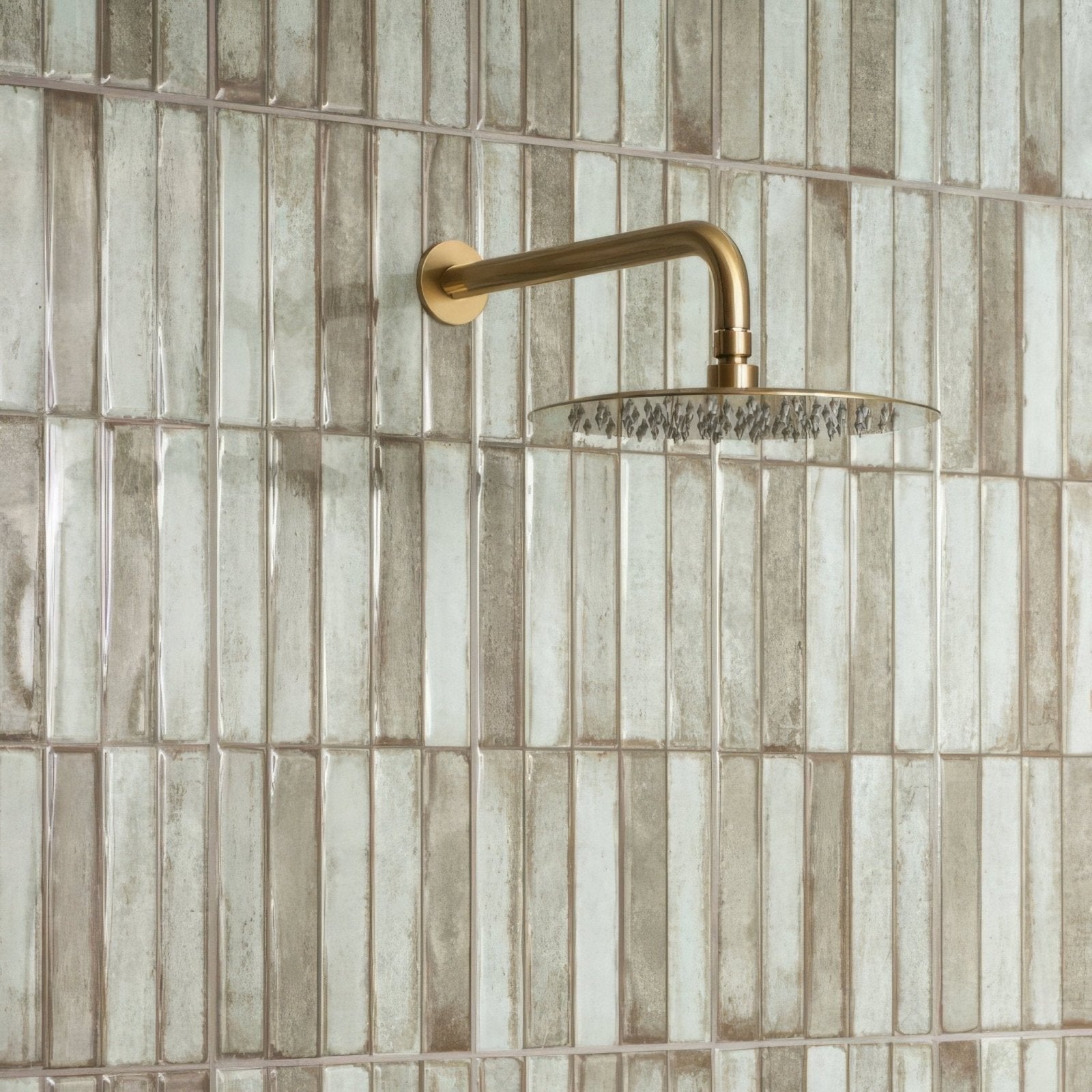 Montblanc Sage Stack brass showerhead with round flat face and multiple spray holes 60 x 20cm