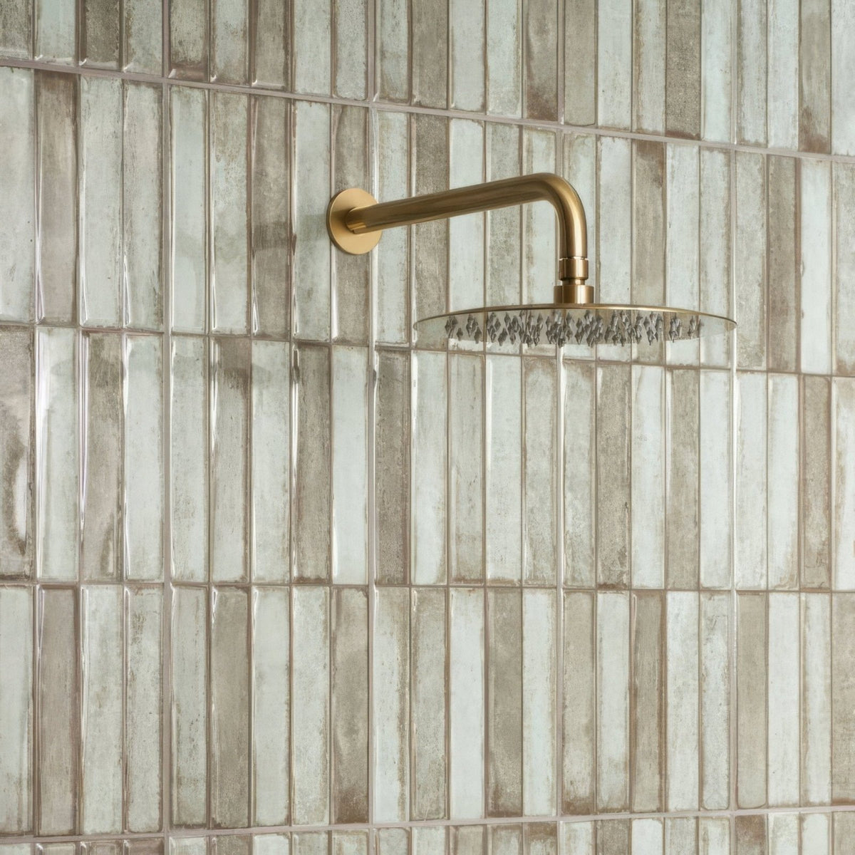 Montblanc Sage Stack brass showerhead with round flat face and multiple spray holes 60 x 20cm