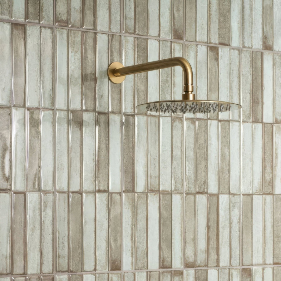 Montblanc Sage Stack brass showerhead with round flat face and multiple spray holes 60 x 20cm