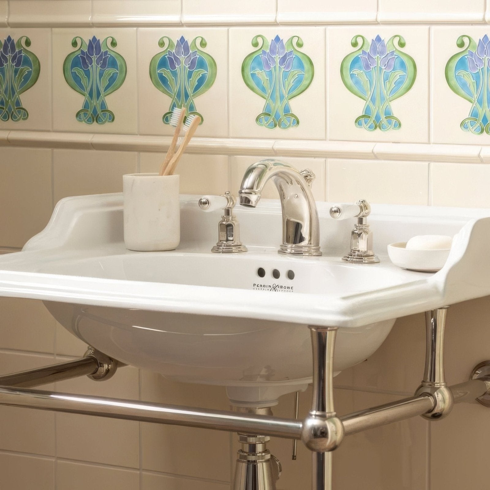 Montmartre Tube-Lined Single Tile on County White