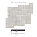 Suggested tile pattern using three sizes of light gray matte rectangular tiles for montpellier portes 60 x 30 cm