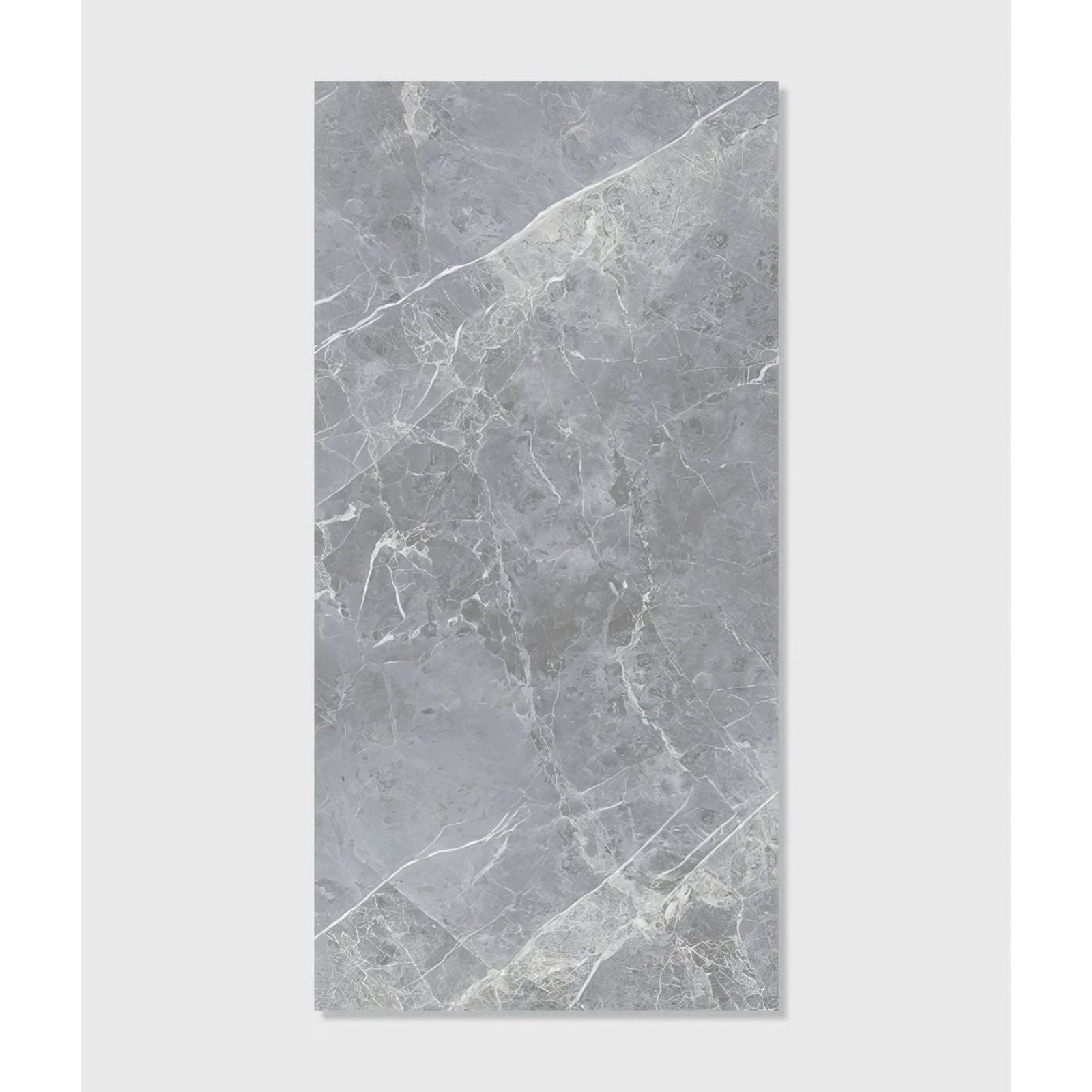 Gray marble-effect monza minerale pure matt click tile with subtle white veining for flooring and walls