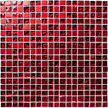 Morij mosaic vibrant red glossy textured mosaic tile with metallic sheen for decorative surfaces and walls
