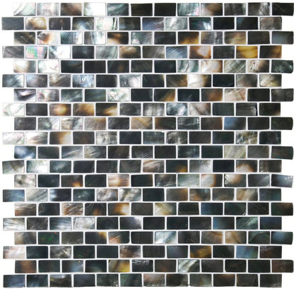 Mother of Pearl Dark Brickbond Shell Mosaic
