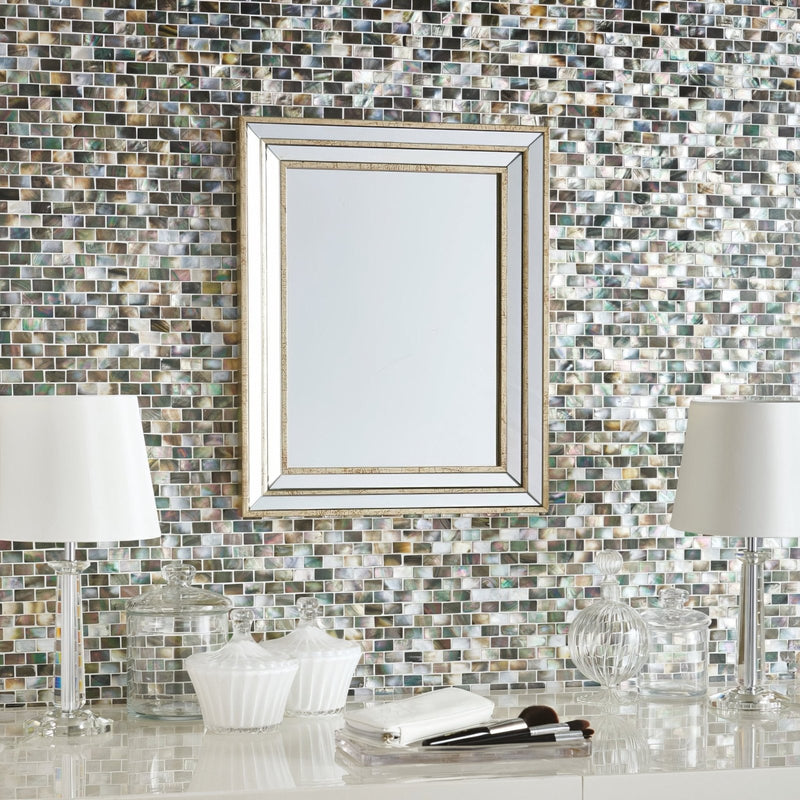 Mother of Pearl Dark Brickbond Shell Mosaic