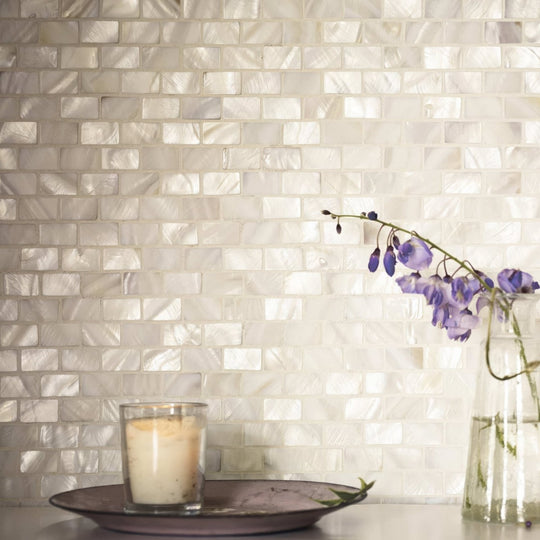 Mother of Pearl White Rectangle Brick Mosaic