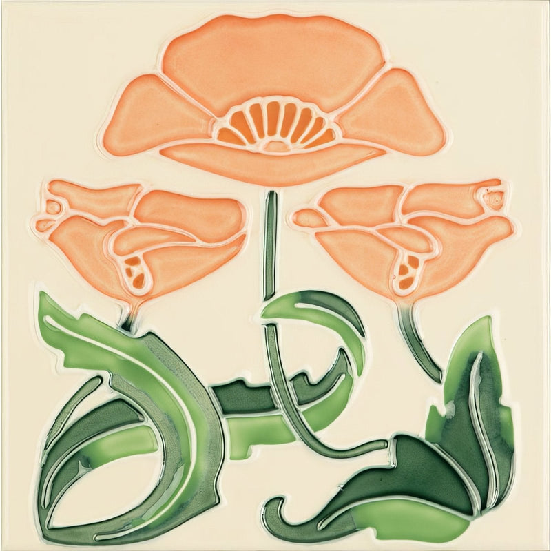 Moulin Rouge Decorative Tubelined Tile On County White