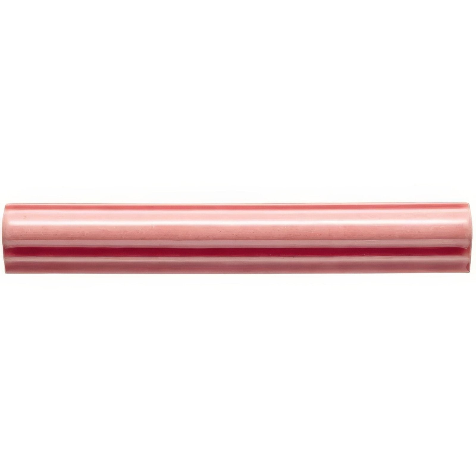 Musk ogee moulding coral pink cylindrical tile with glossy glazed finish and subtle horizontal ridges