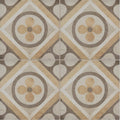 Beige and gray geometric patterned tile with vintage floral design from naples elenora collection