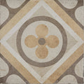 Square mosaic tile Naples Elenora with vintage-inspired geometric pattern in beige cream and muted brown tones