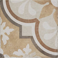Naples francesca beige and white ornate patterned tile with earthy brown accents for decorative flooring and walls