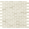 Nares brickbond marble mosaic featuring white marble subway tiles with subtle gray veining and polished finish